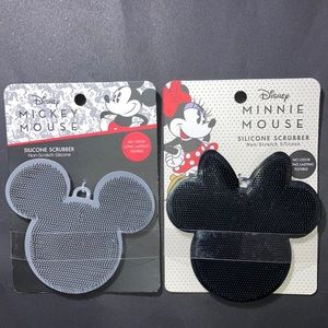 Disney Mickey & Minnie Mouse Silicone Scrubber Set of 2 Black & Grey